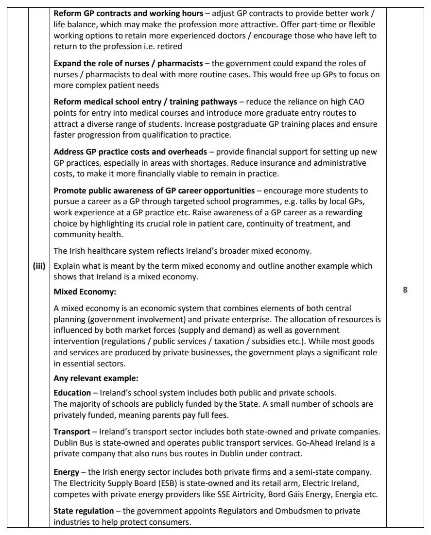 2025 Question 11 (c) marking scheme extract