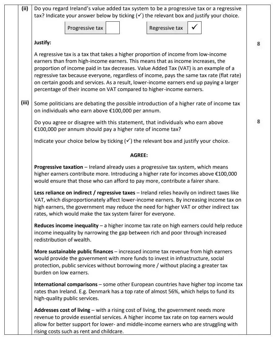 2025 Question 12 (b) marking scheme extract