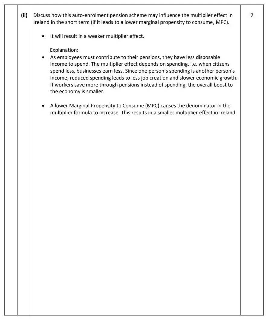 2025 Question 12 (c) marking scheme extract