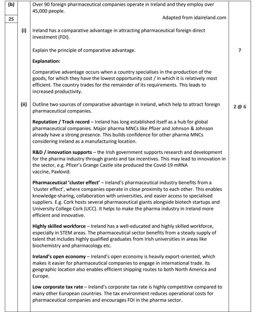 2025 Question 13 (b) marking scheme extract