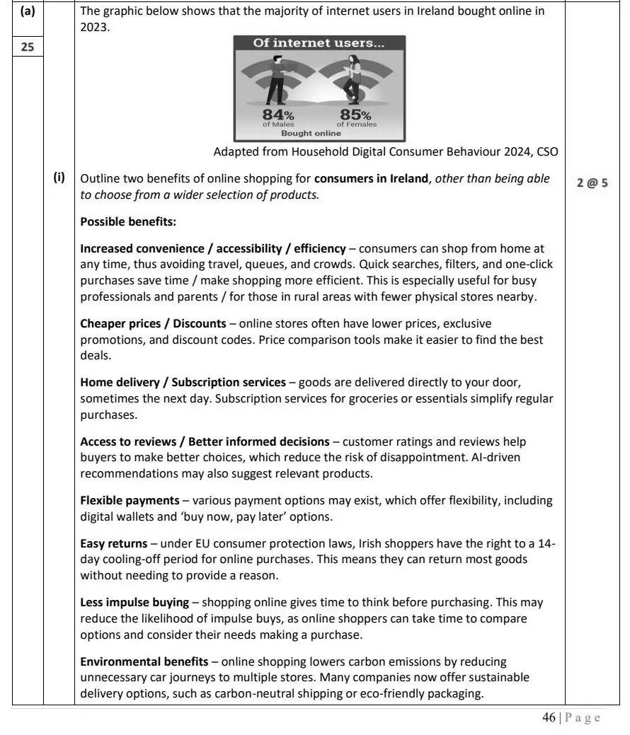 2025 Question 14 (a) marking scheme extract