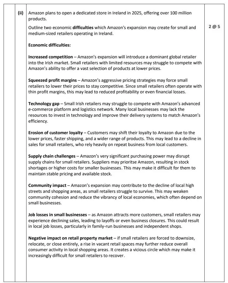 2025 Question 14 (c) marking scheme extract