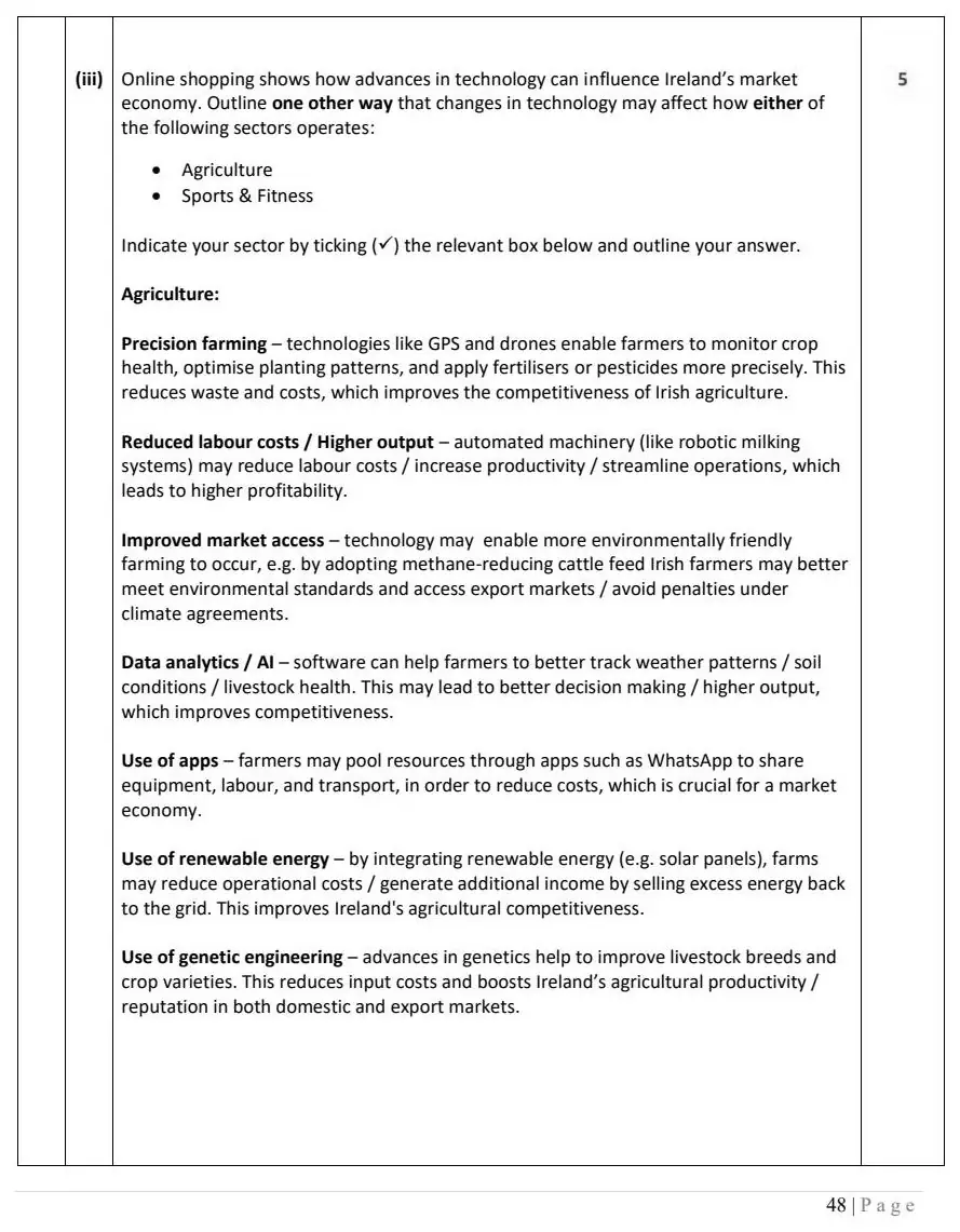 2025 Question 14 (c) marking scheme extract