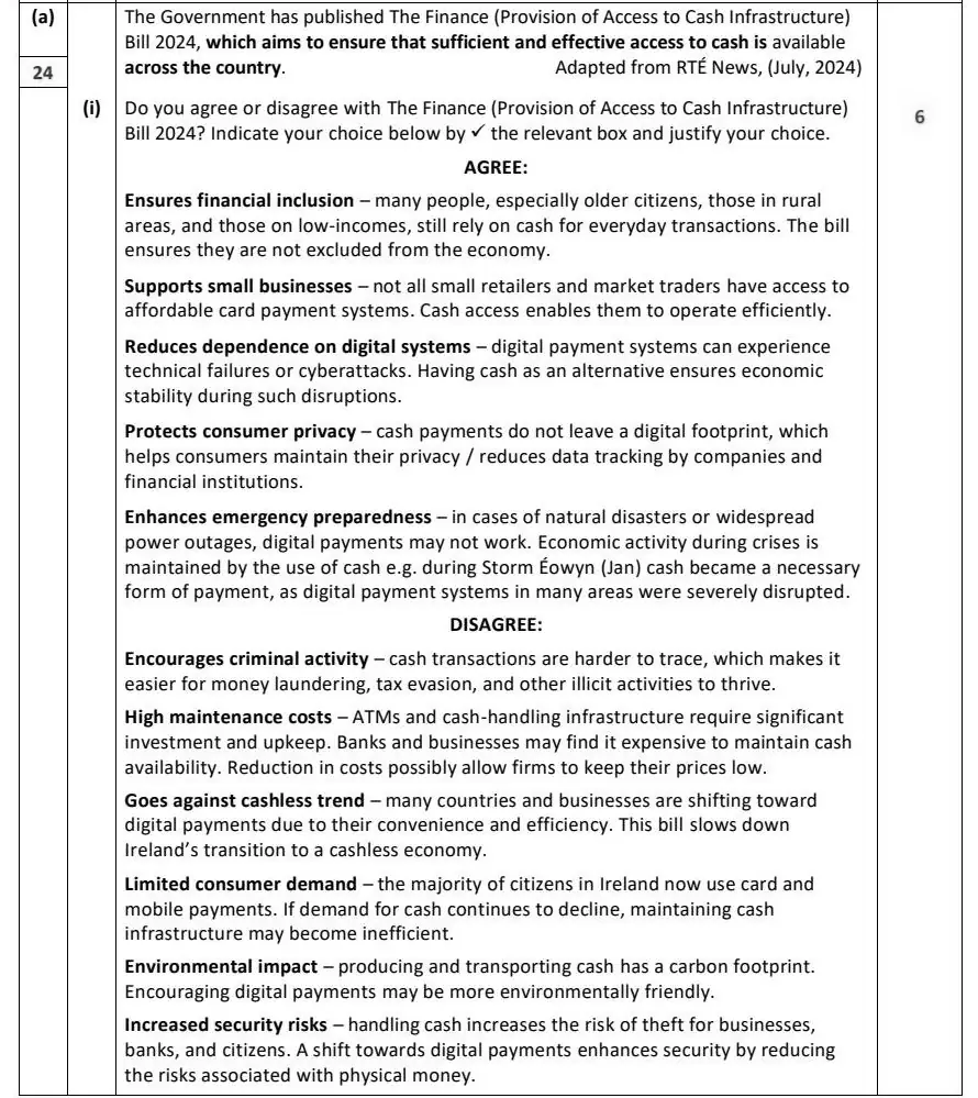 2025 Question 15 (a) marking scheme extract