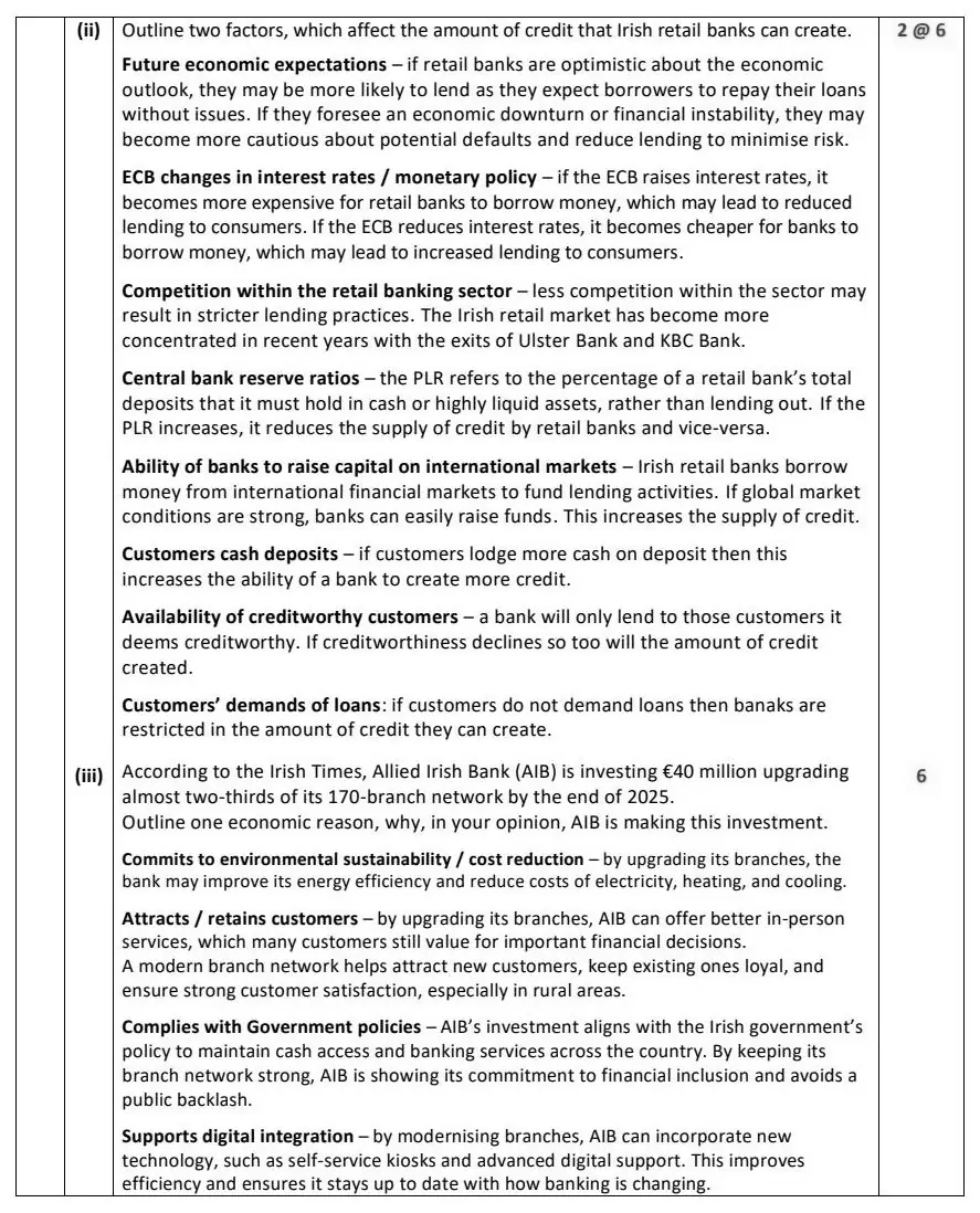 2025 Question 15 (a) marking scheme extract