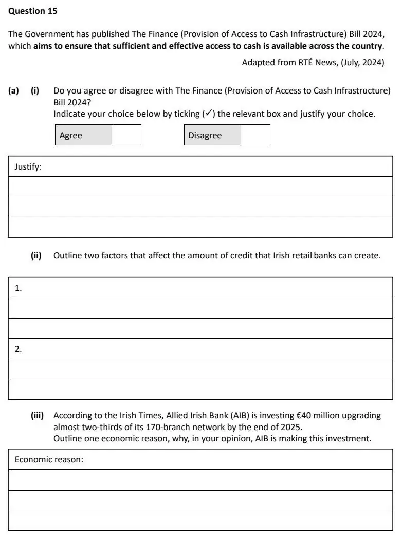 2025 Question 15 (a) exam extract