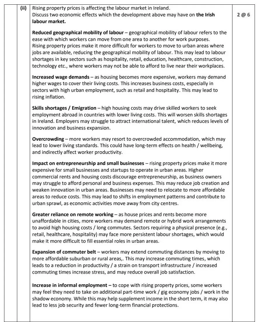 2025 Question 15 (b) marking scheme extract