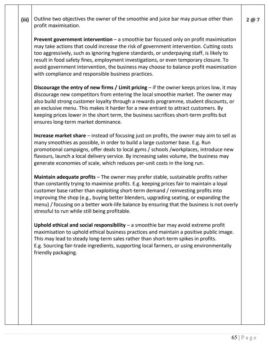 2025 Question 16 (a) & (b) marking scheme extract