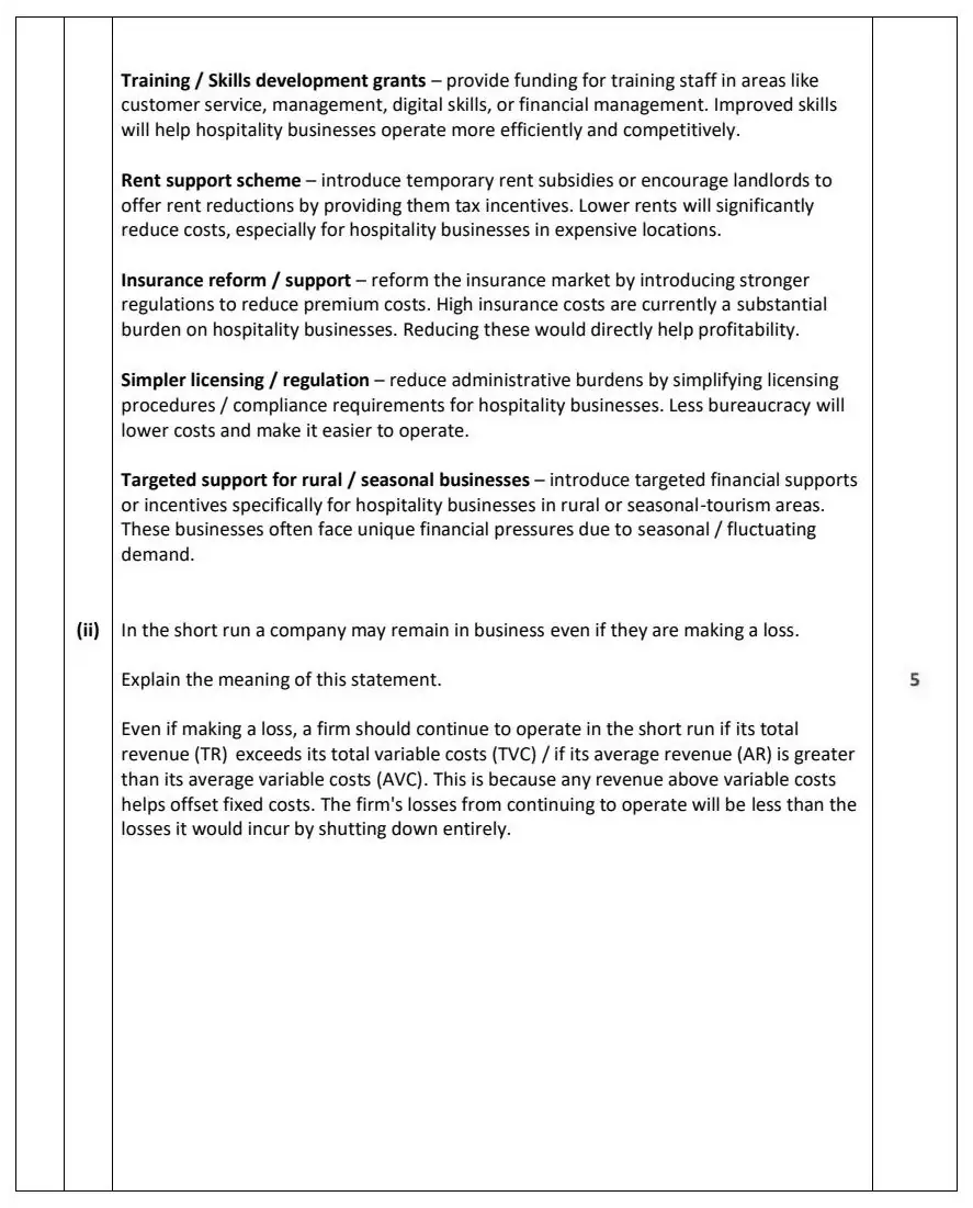 2025 Question 16 (c) marking scheme extract