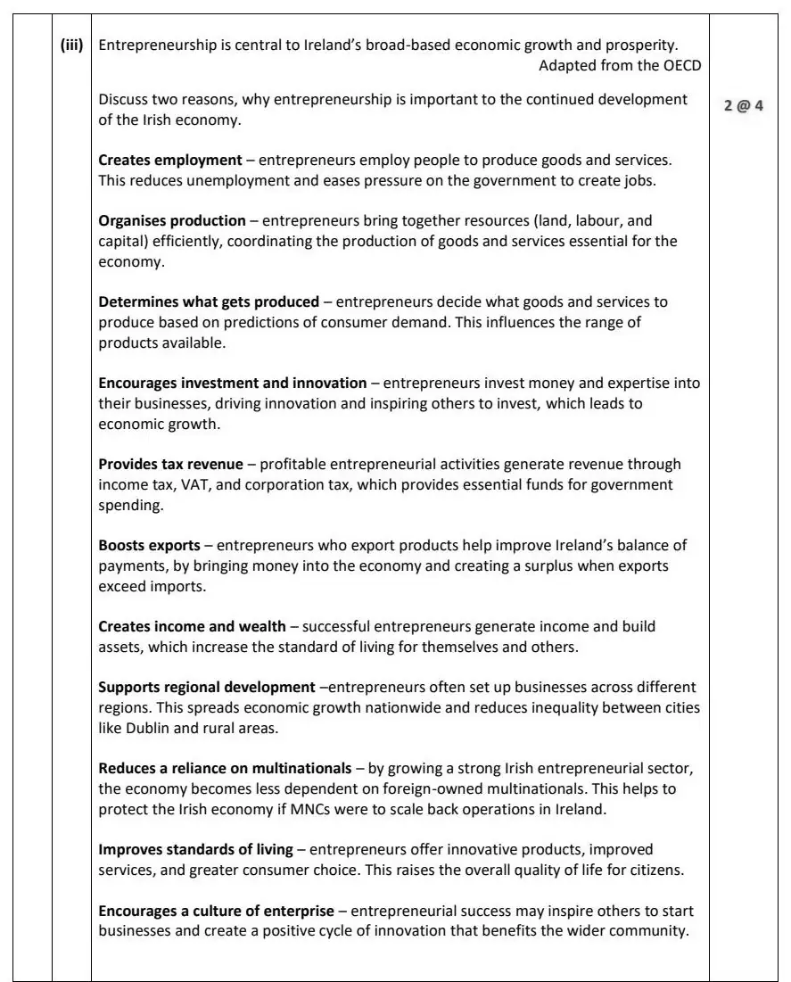 2025 Question 16 (c) marking scheme extract