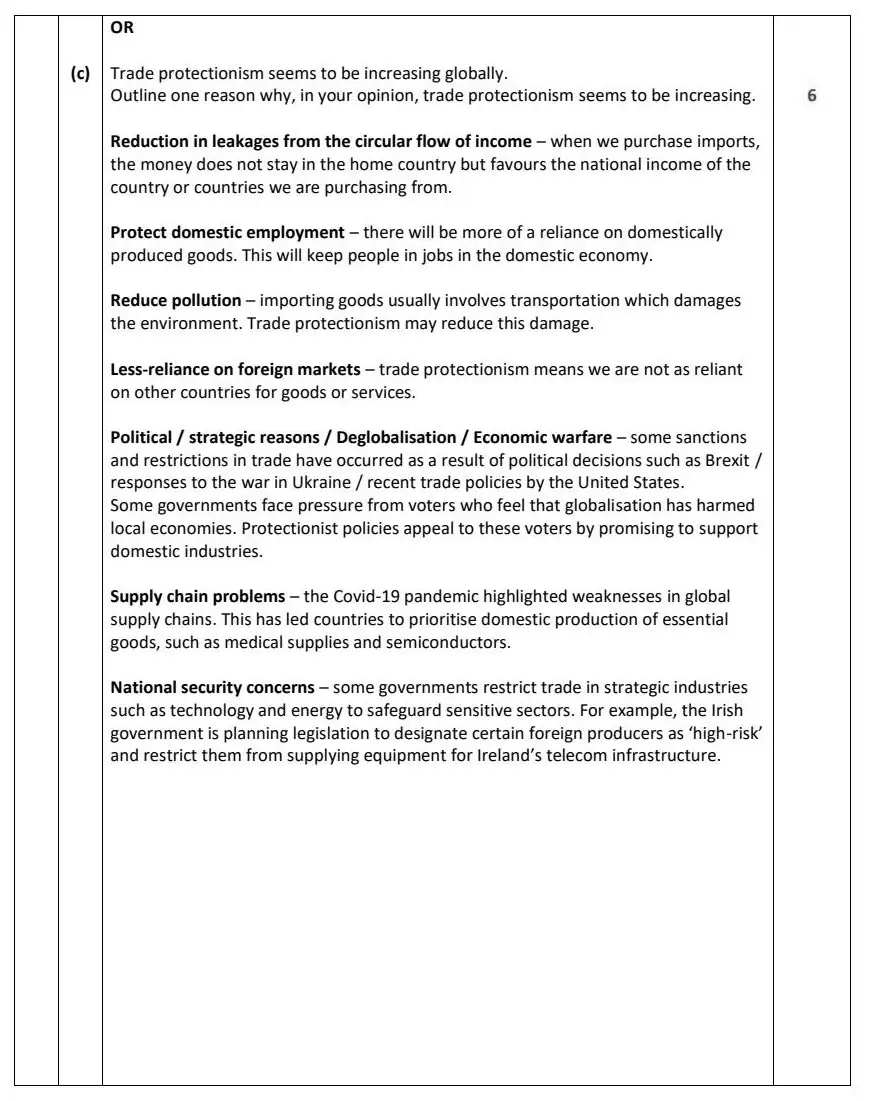 2025 Question 3 marking scheme extract