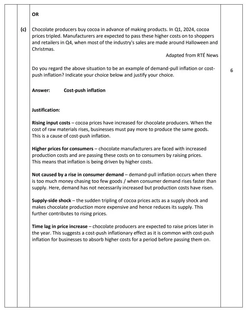 2025 Question 4 marking scheme extract