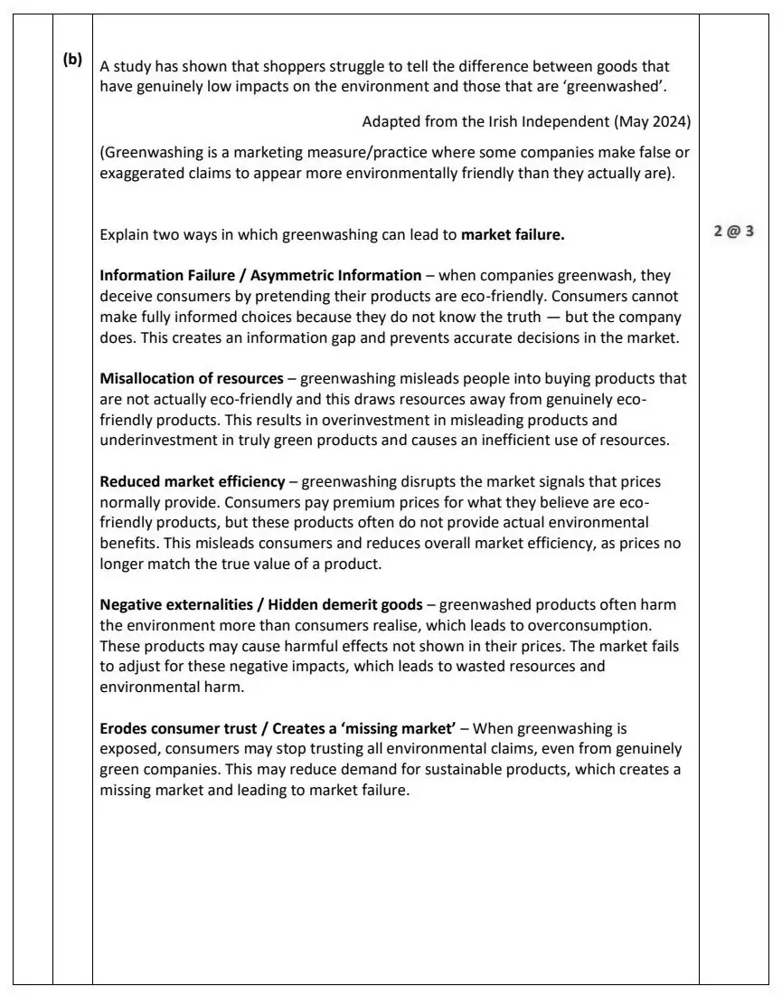 2025 Question 8 marking scheme extract