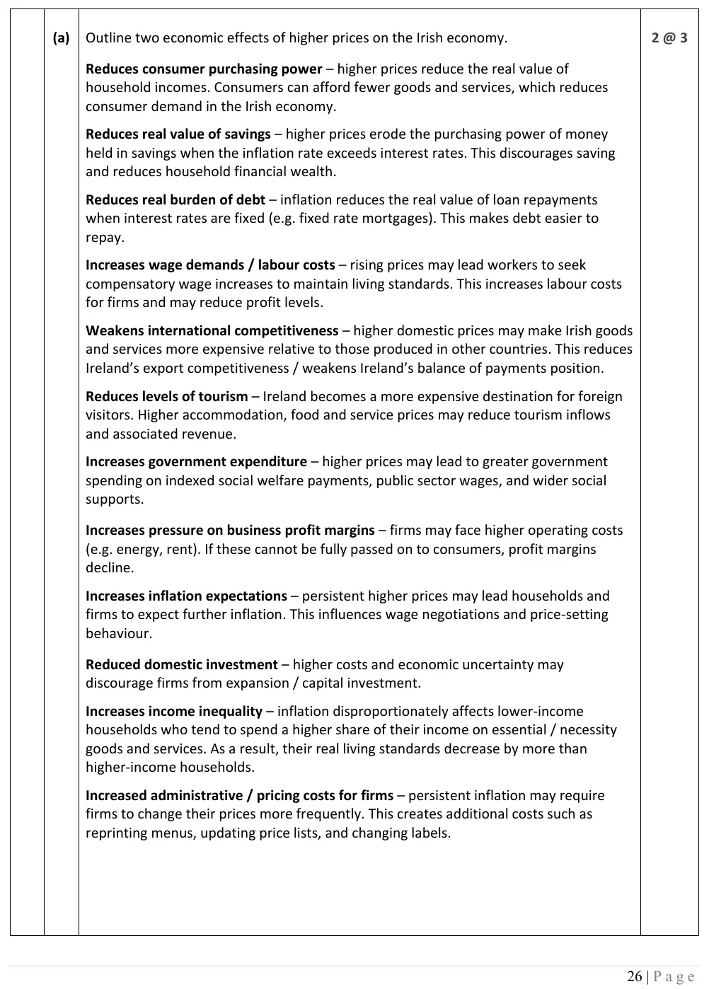 2026 marking scheme extract