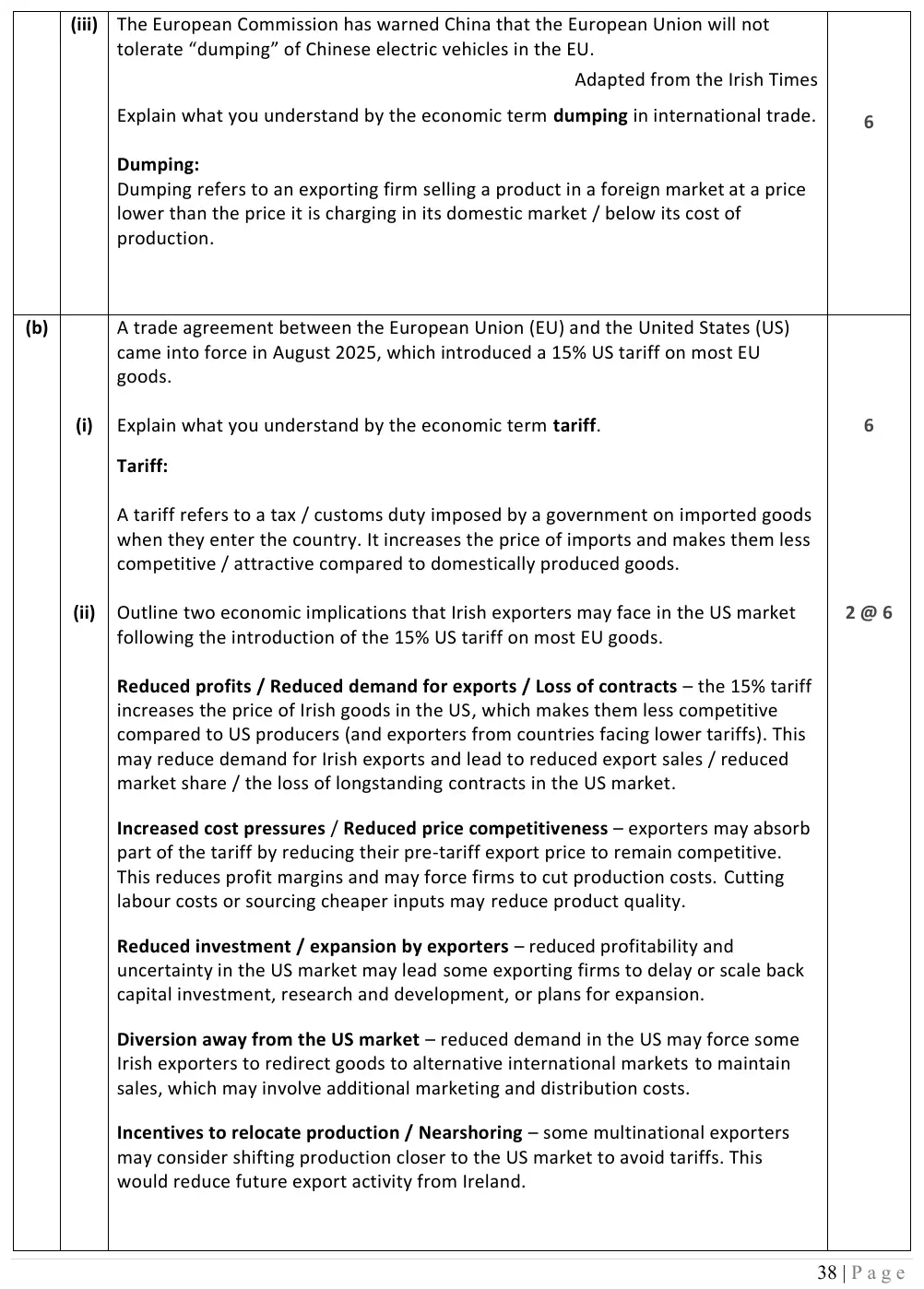 2026 marking scheme extract