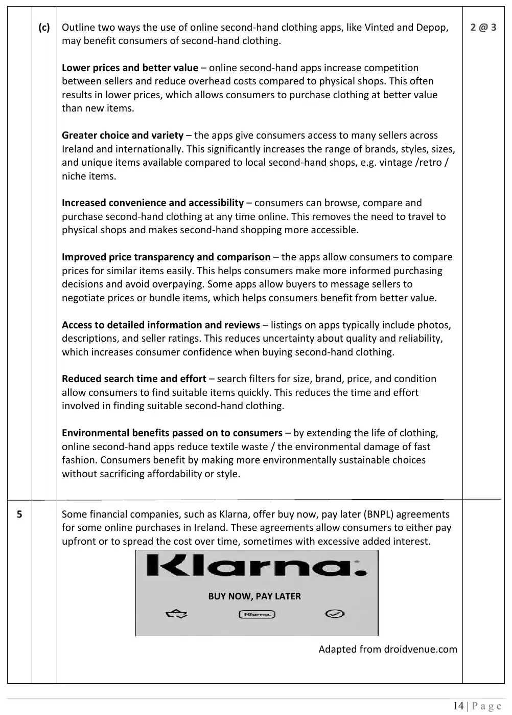 2026 marking scheme extract
