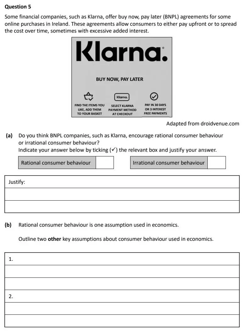 2026 Question 5 exam extract