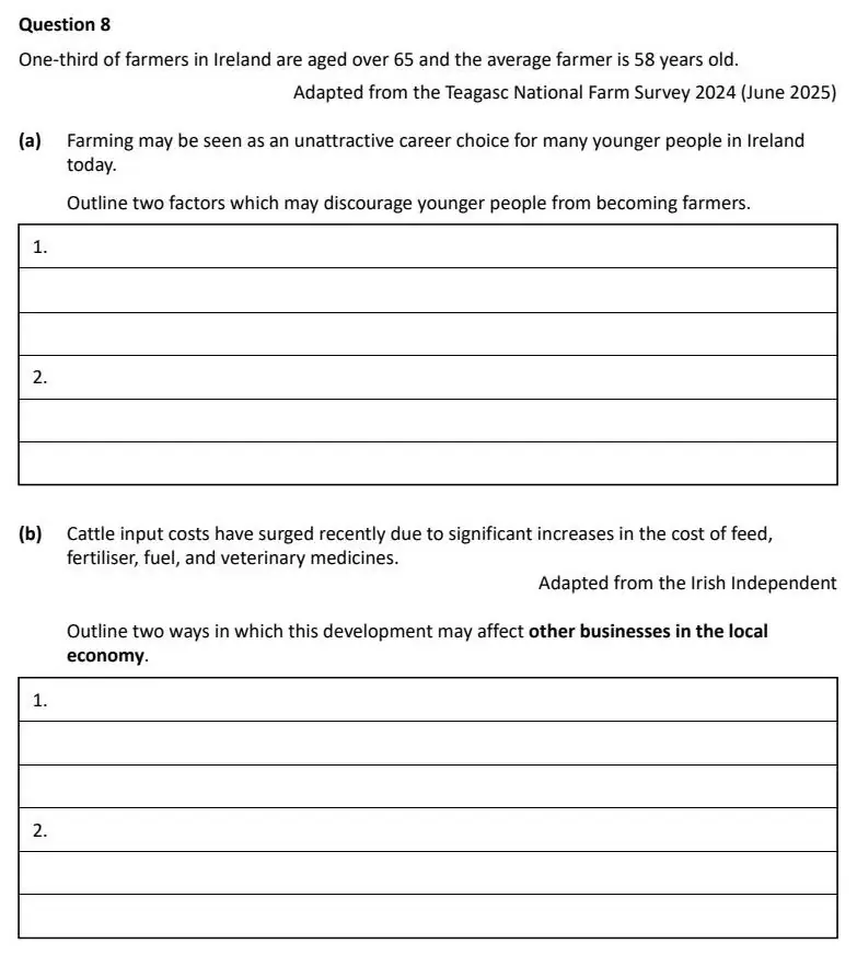 2026 Question 8 exam extract